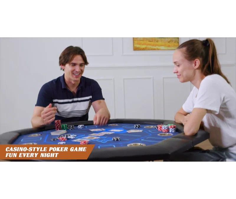 Barrington 48-in Poker Table with Folding Legs and Drink Holders for 8 Players
