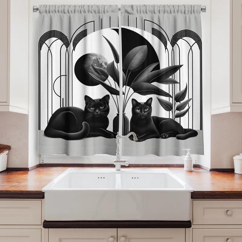 Ambesonne 55'' W Kitchen Curtain (Set of 2)