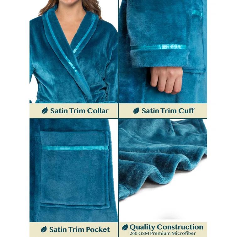 Everly Quinn Fleece Mid-Calf Bathrobe with Pockets