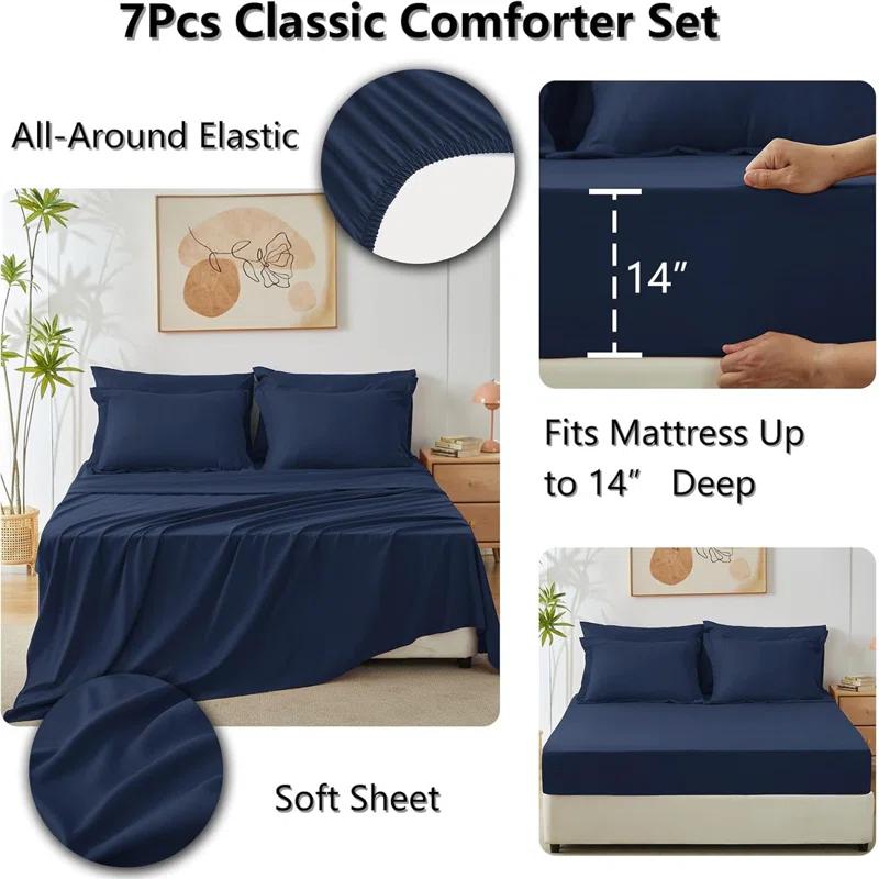 Sweet Home Collection All Season Bed-in-A-Bag 5pc/7pc Solid Color Comforter & Sheet Set Ultra Soft Bedding by Sweet Home Collection