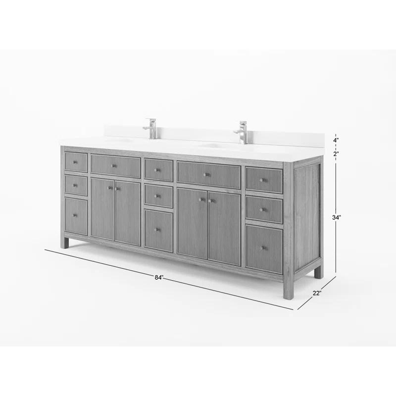 Willow Collections Sonoma 84 In. W X 22 In. D Double Sink Bathroom Vanity In Dark Walnut With Cove Edge White