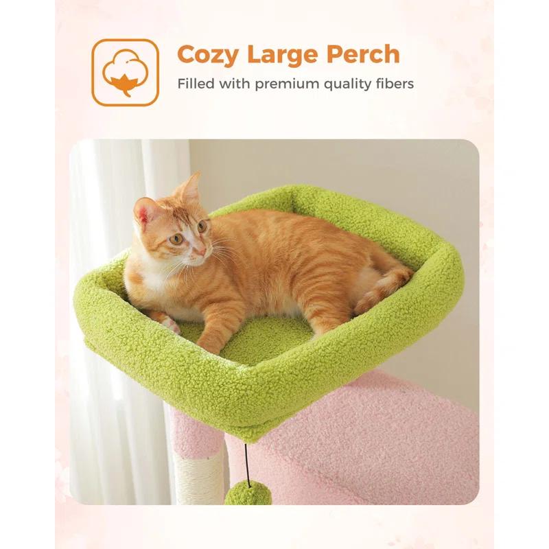 71" Indoor Tall Large Cat Tree Multi-Level Cat House With 2 Big Condo Pad Bed, Cozy Hammock And Scratching Posts
