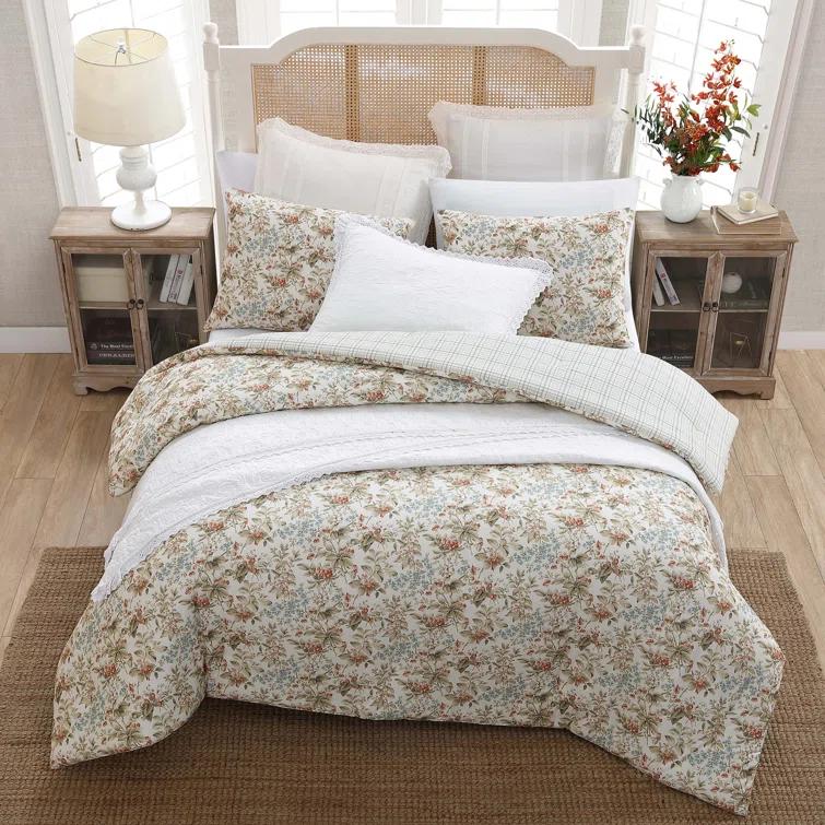 Laura Ashley Laura Ashley Bramble Floral Cotton Reversible Comforter Set