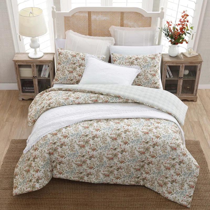 Laura Ashley Laura Ashley Bramble Floral Cotton Reversible Comforter Set