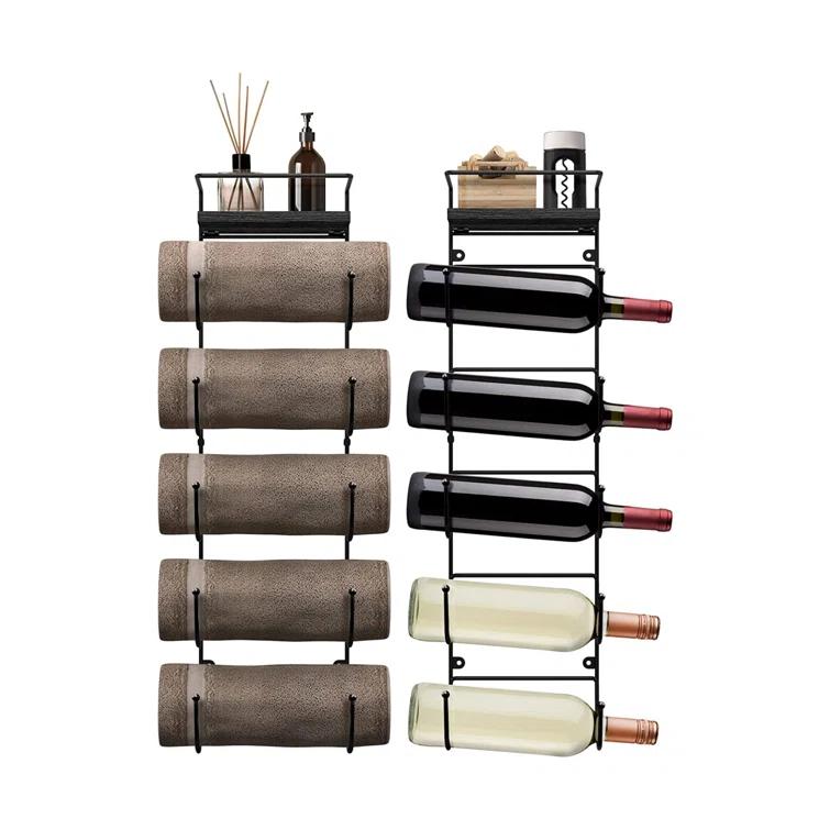 Sorbus Sorbus 5-Tier Wall Mounted Metal Towel Rack with Shelf TWL-RCKW-BLK