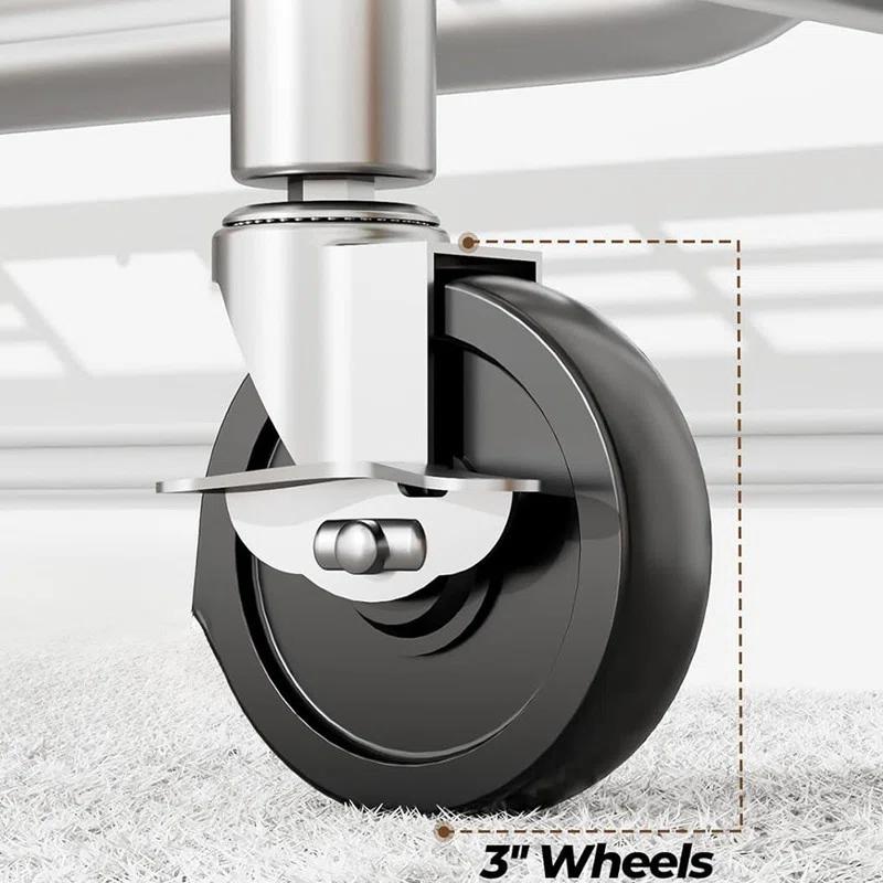 Heavy Duty Clothes Rack Load 450 LBS, Metal Garment Rack, Standing Rolling Clothing Rack for Hanging Clothes with Sturdy Wheels & Shelves, Portable Closet Wardrobe Rack,Sliver