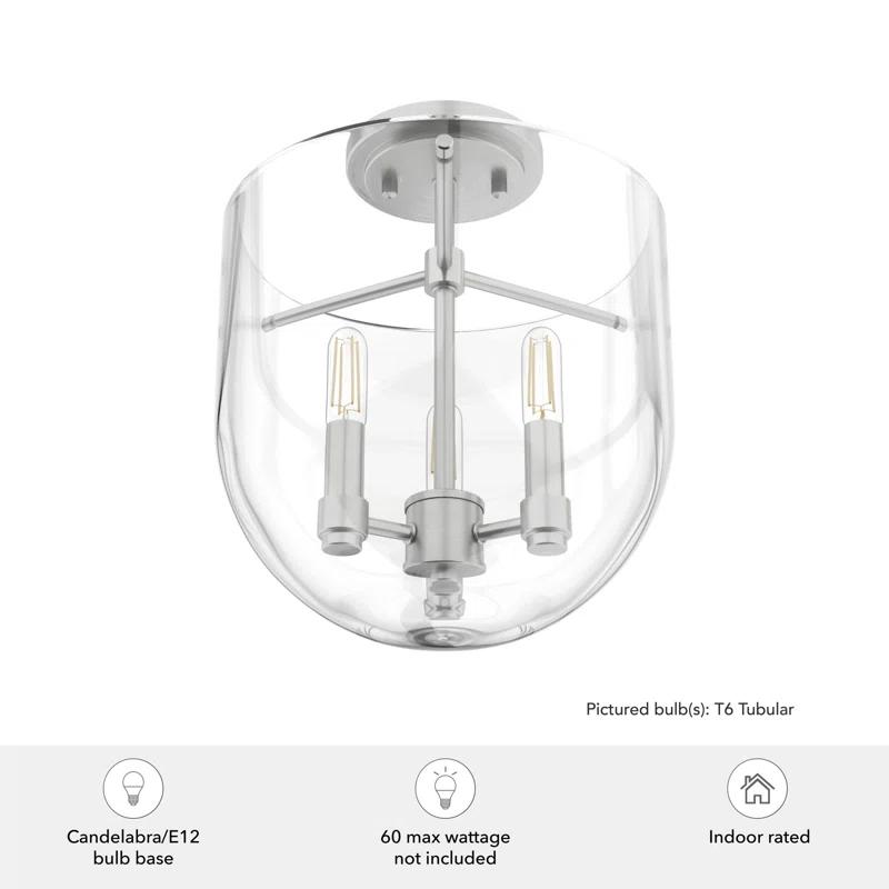 Hunter Sacha Natural Iron 3 Light Flush Mount Ceiling Light Fixture