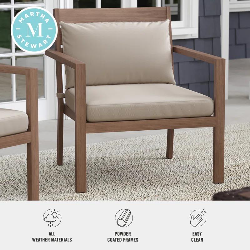 Martha Stewart Martha Stewart Bedford All-Weather Patio Accent Chairs with Seat and Lumbar Cushions (Set of 2)