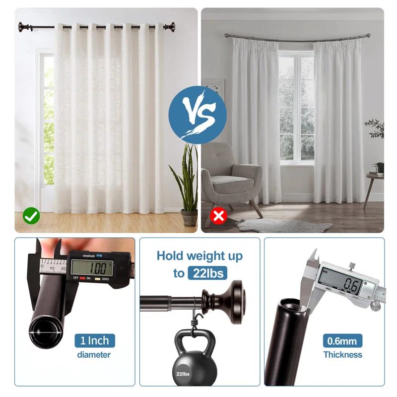 Red Barrel Studio® Gottlieb Steel Adjustable Single Curtain Rod