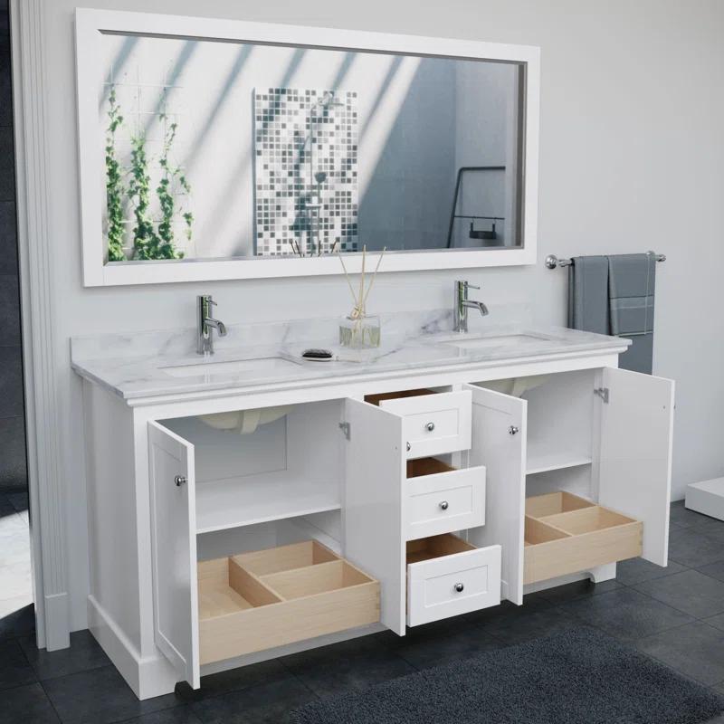 Avery 72'' Double Bathroom Vanity with Stone Top