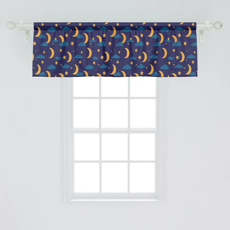 Ambesonne Ambesonne Night Valance Pack of 2 Bedtime Crescent Moon Clouds Pale Orange and Indigo