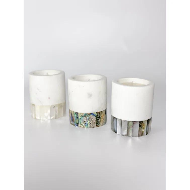 Anaya Mother Of Pearl Marble Eucalyptus Scented Votive Candle