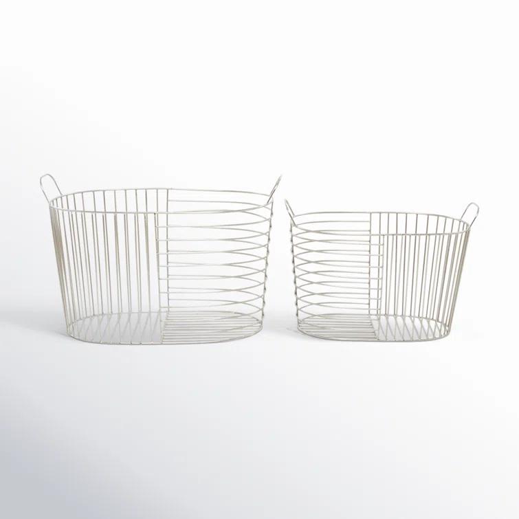 Abbie Metal Basket With Handles - Set of 2