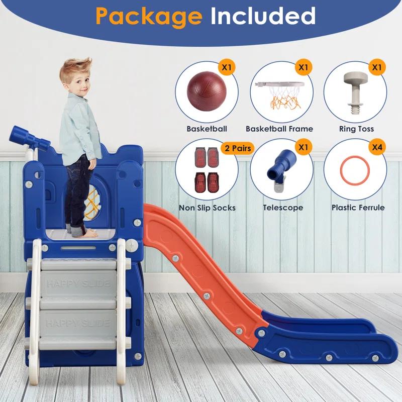 7 in 1 Kids Slide, Toddler slide with Climber Outdoor Indoor Slide Playset