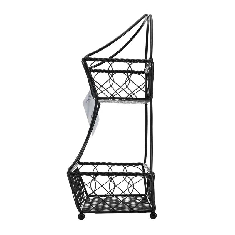 Gourmet Basics by Mikasa Gourmet Basics by Mikasa Loop and Lattice 2-Tier Flatback Metal Fruit Basket, Antique Black