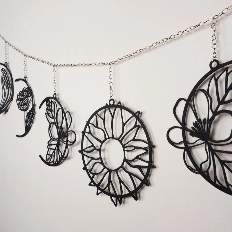 Floral Moon Phases Metal Wall Decor
