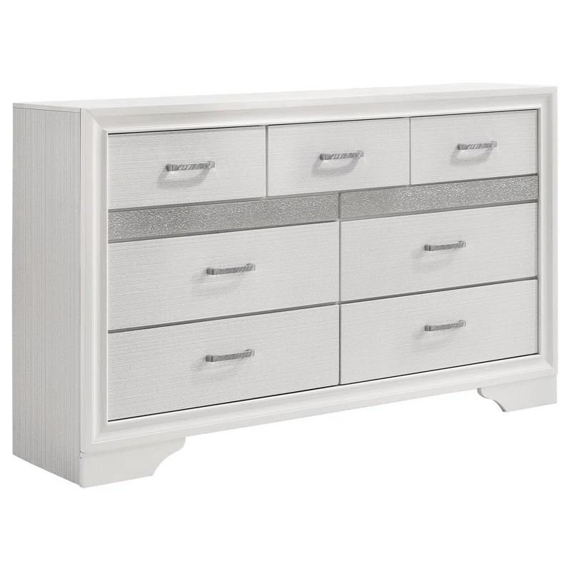 Benjara Vino 4Pc Bedroom Set, Storage Footboard, Glitter Stripes
