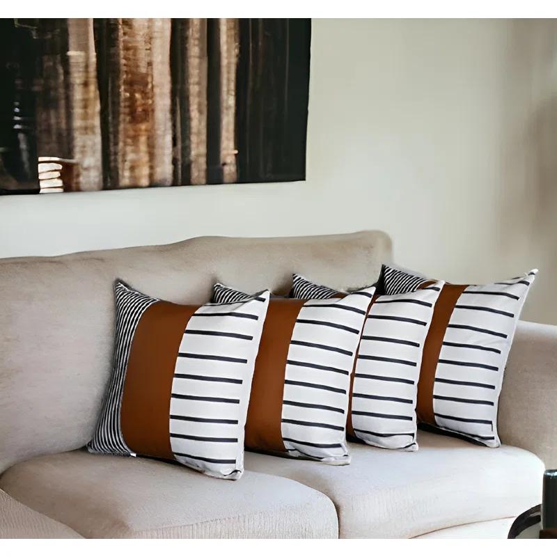 Faux Leather Throw Pillow Cover (Set of 4)