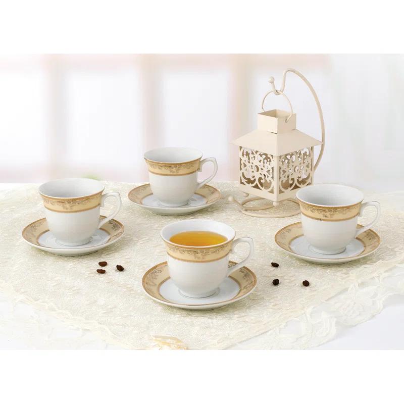 Lorren Home Trends 4 Piece Teacup & Saucer Set