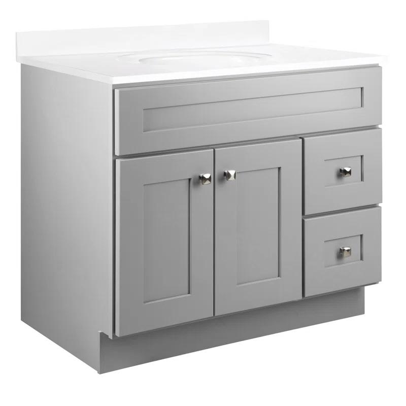 Design House Brookings 36 Inch Bathroom Vanity, Ready to Assemble, Solid Wood, Sherwin Williams – Design House, 587097