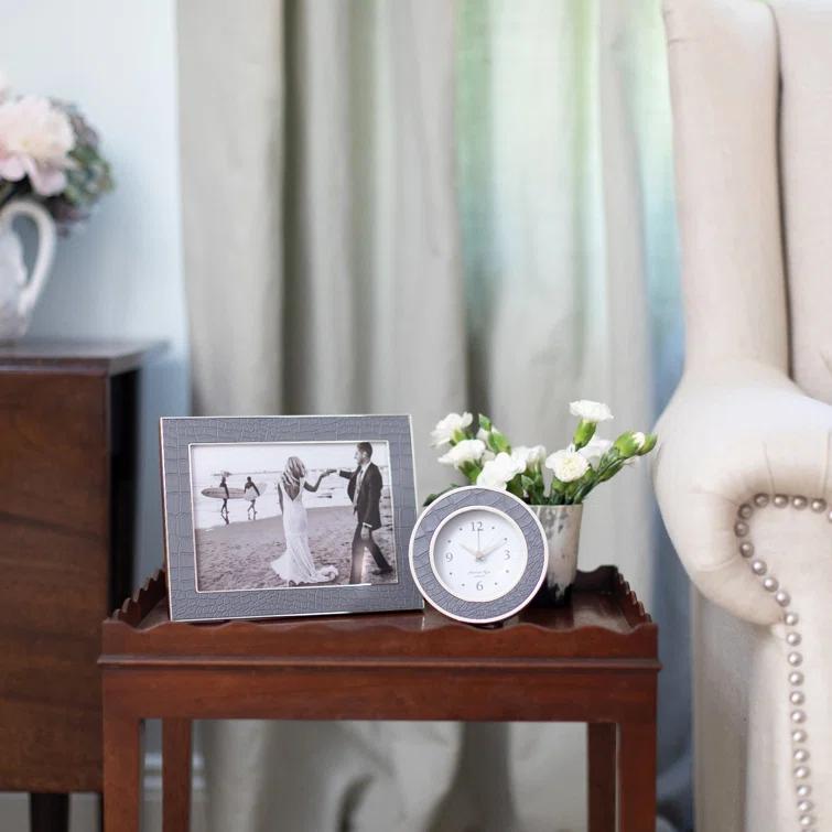 Classic Silver 5x7 Faux Croc Picture Frame