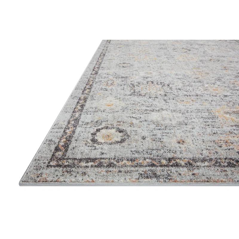 Loloi II Floral Machine Made Power Loomed Polypropylene Area Rug in Gray