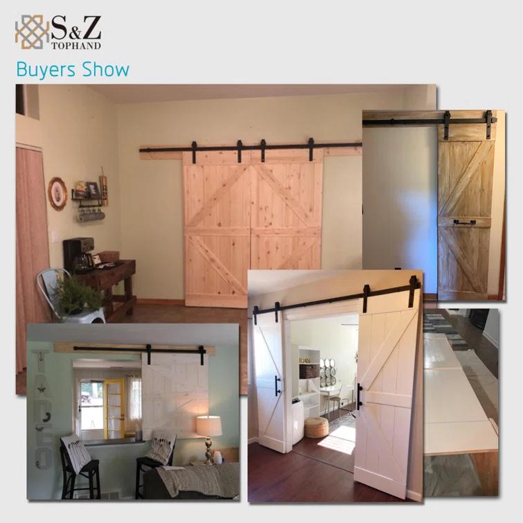 S&Z TOPHAND S&Z TOPHAND Unfinished British Brace Knotty Barn Door with Sliding Door Hardware Kit/Solid Wood/Sliding Door/Double Surfaces/A Simple Assembly is Required