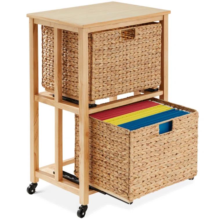 Bay Isle Home™ Grahame Vertical Rolling File Cabinet for Home, Office w/ Rubberwood Frame, Locking Caster Wheels