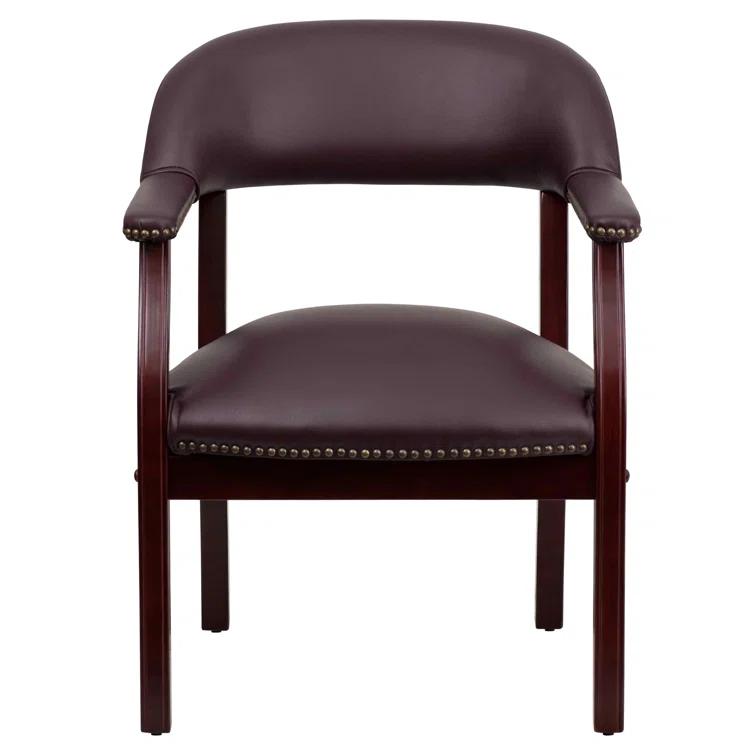 Leather Seat Waiting Room Chair with Wood Frame