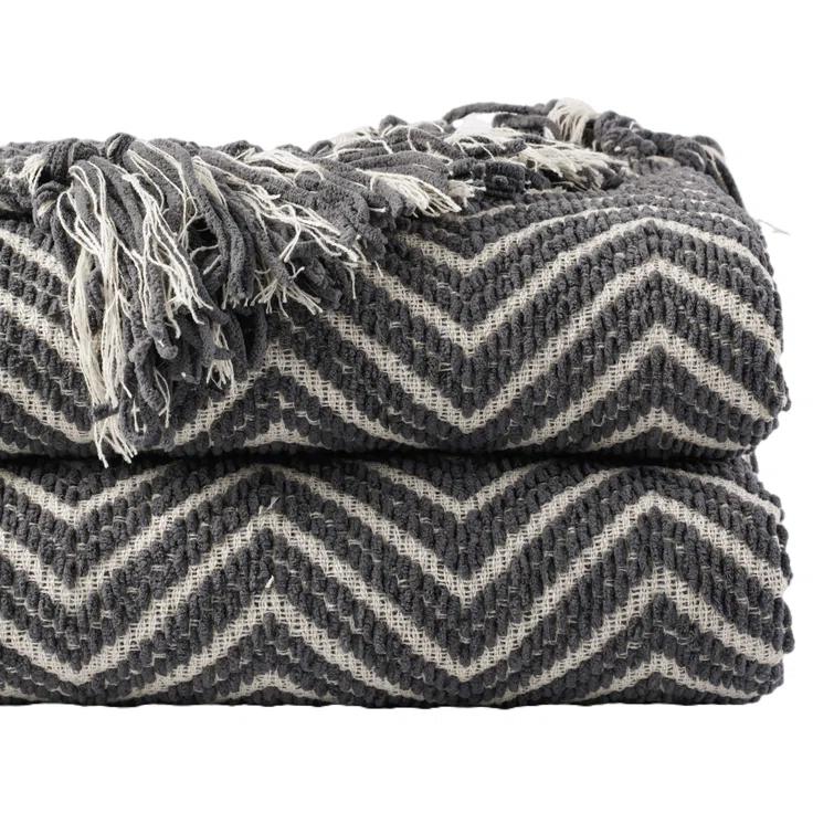 Battilo Home Grey Throw Blanket for Couch, Decorative Knit Grey Blanket for Bed, Super Soft Warm Grey Throws for Room Farmhouse Accent Decor, 50"x60"