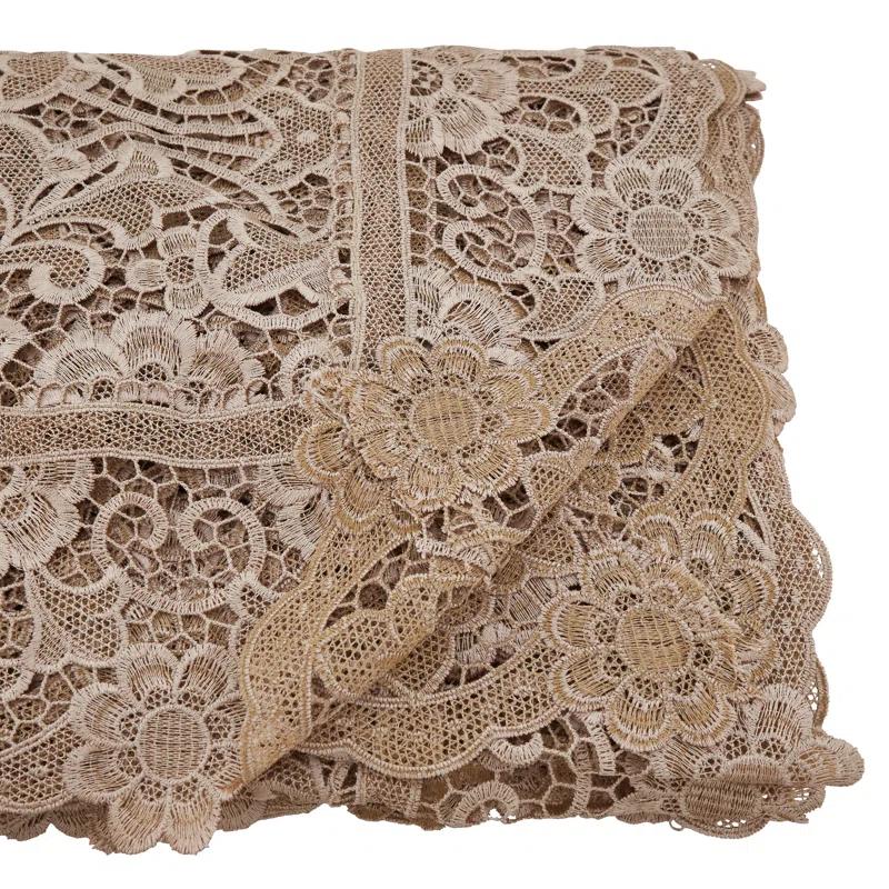 House of Hampton® Mihane Lace Tablecloth With Antique Floral Design