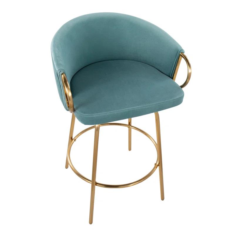 George Oliver Lakyia Swivel Upholstered Counter Stool with Metal Frame (Set of 2)