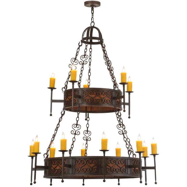 Toscano 48" Bronze Two-Tier Candle Chandelier