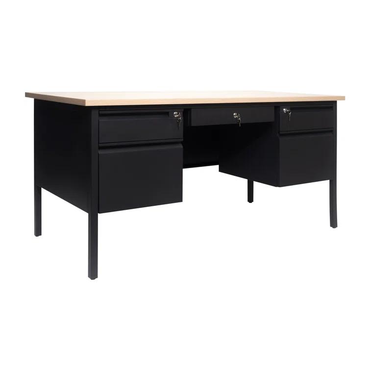 Flash Furniture Cambridge 60" Commercial Double Pedestal Desk with 5 Locking Drawers