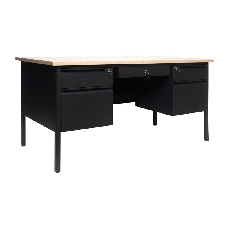 Flash Furniture Cambridge 60" Commercial Double Pedestal Desk with 5 Locking Drawers