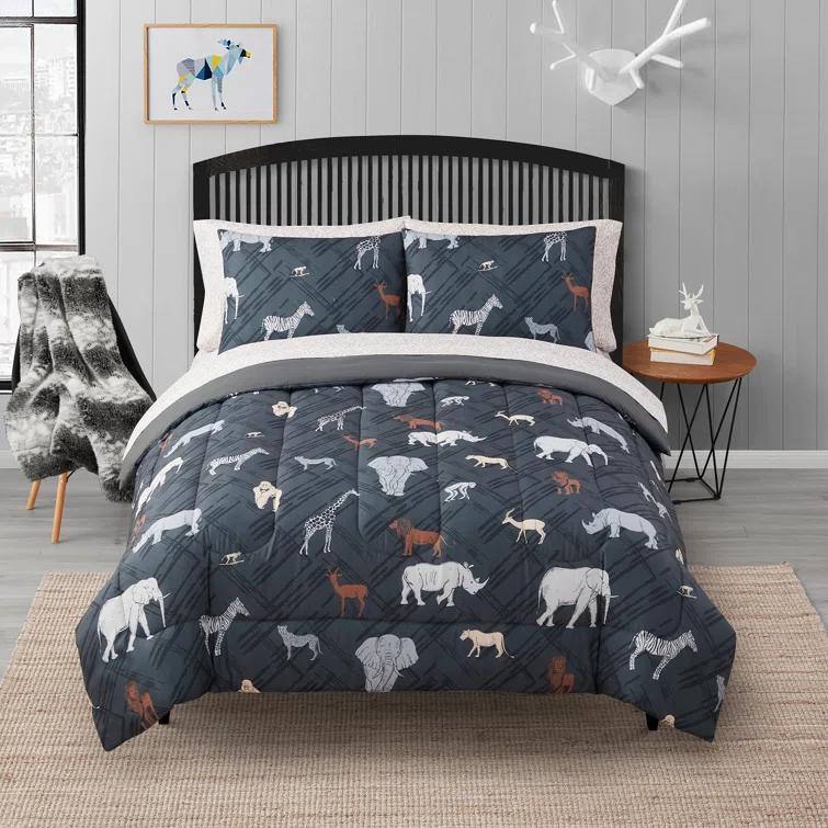 Sweet Home Collection Kids Safari Printed Bed in a Bag Comforter & Sheet Set