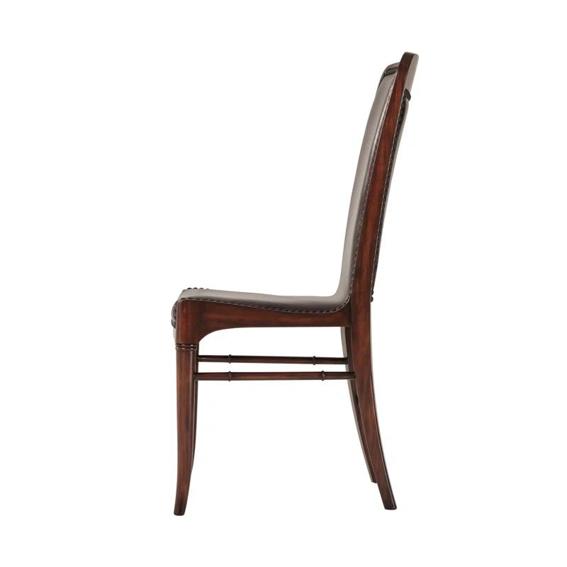 Theodore Alexander Vanucci Eclectics 19.75'' H Genuine Leather Upholstered Side Chair (Set of 2)