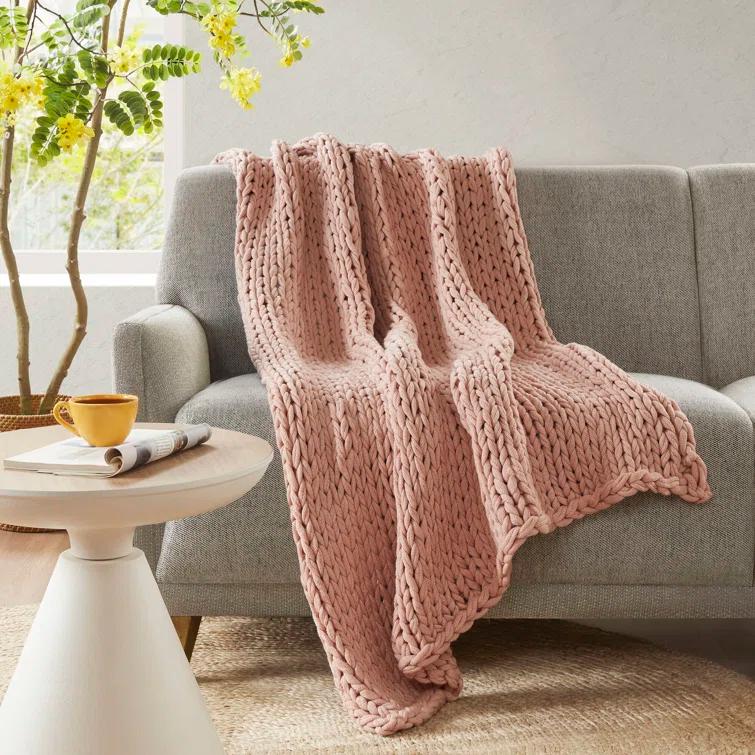 Kelly Clarkson Home Madison Hand Made Chunky Double Knit Throw Blanket