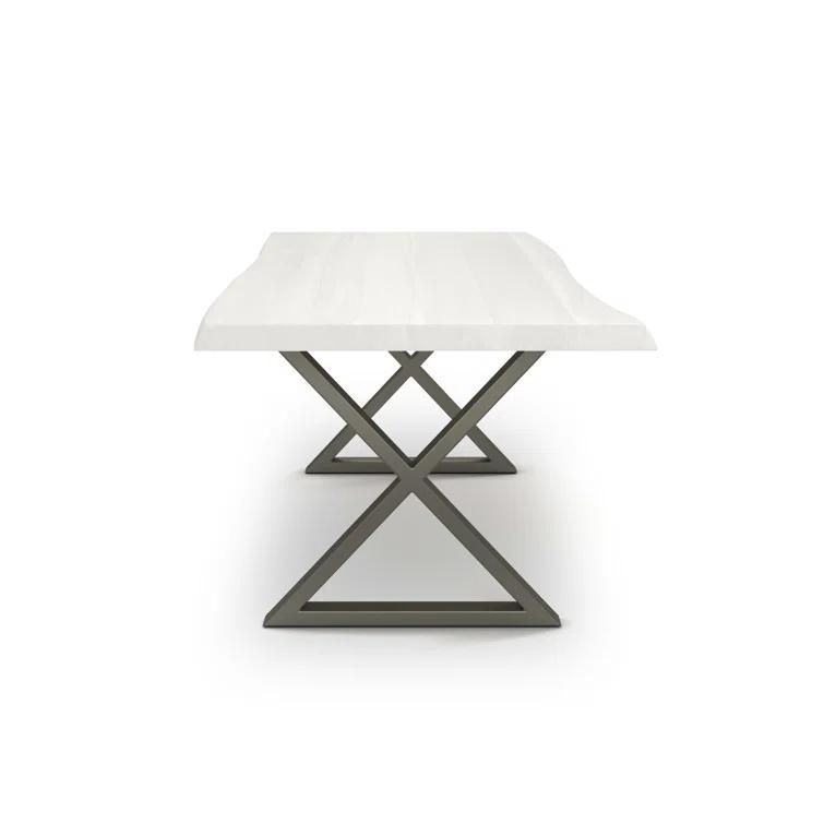 Brooks 79" Rectangular Sandblasted Grey Acacia Dining Table with Pewter Frame