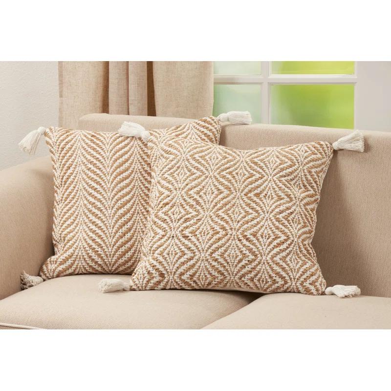 Aziza Tassels Cotton Blend Pillow Cover