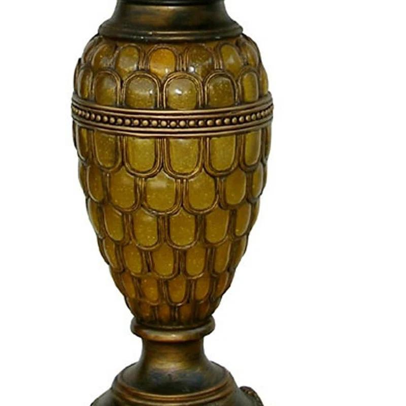 Bloomsbury Market 31" Golden Brown Polyresin Urn Table Lamp With Night Light And Gold Bell Shade