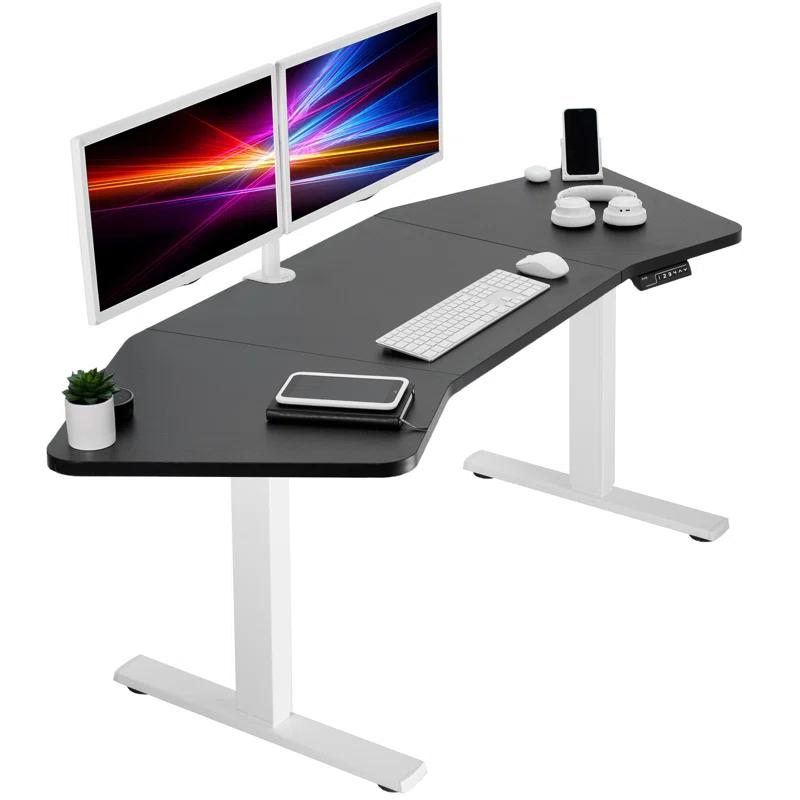 Vivo VIVO Corner Electric 71" x 24" Desk, Wing-Shaped Table Top