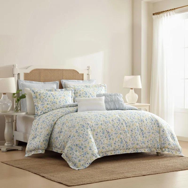 Laura Ashley Laura Ashley Nora Blue Cotton Comforter Bonus Set