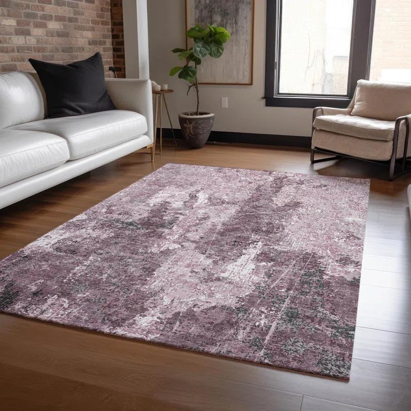 Machine Washable Indoor/Outdoor Chantille ACN1392 Pink Rug
