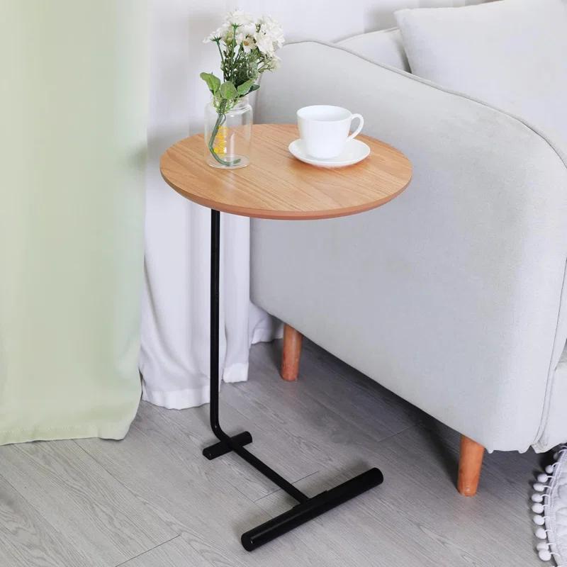 17 Stories Side Table For Couch,C Shaped End Table Slide Under Sofa For Living Room Bedroom Small Space,Laptop Snack Coffee Tables Wood,Natural Wood