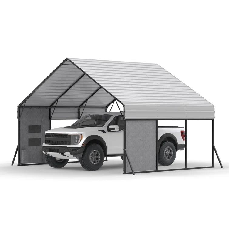 Aura Outdoor 15 X 20 Ft Heavy Duty Carport With Galvanized Steel Roof