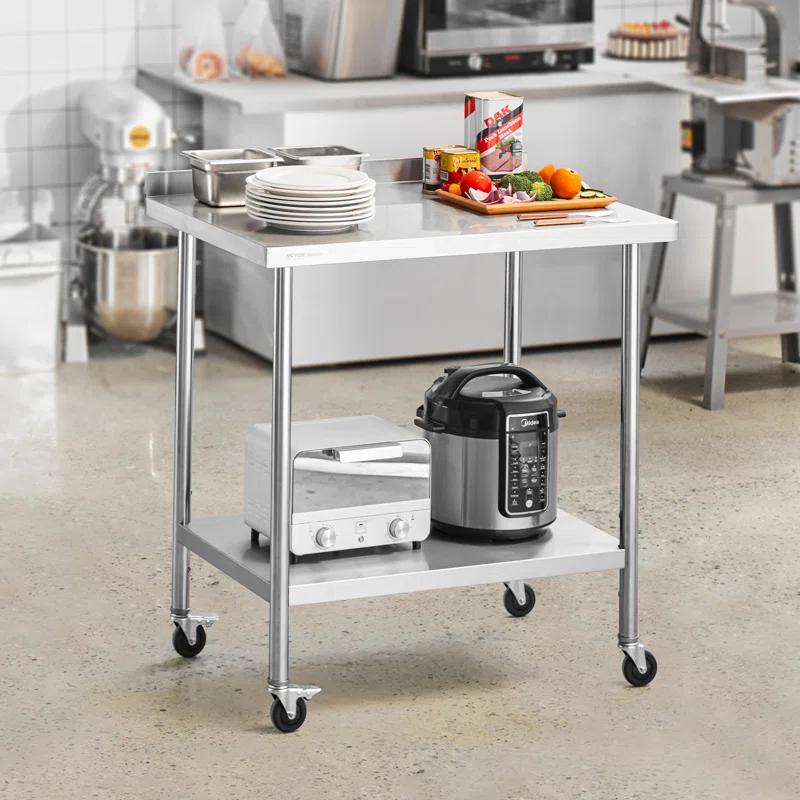 VEVOR VEVOR Stainless Steel 24'' W x 40'' H Adjustable Portable Work Table