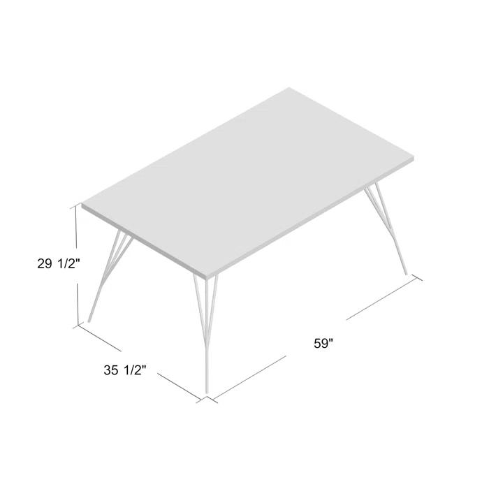 Gray Concrete Top Rectangular Dining Table with Brass Feet