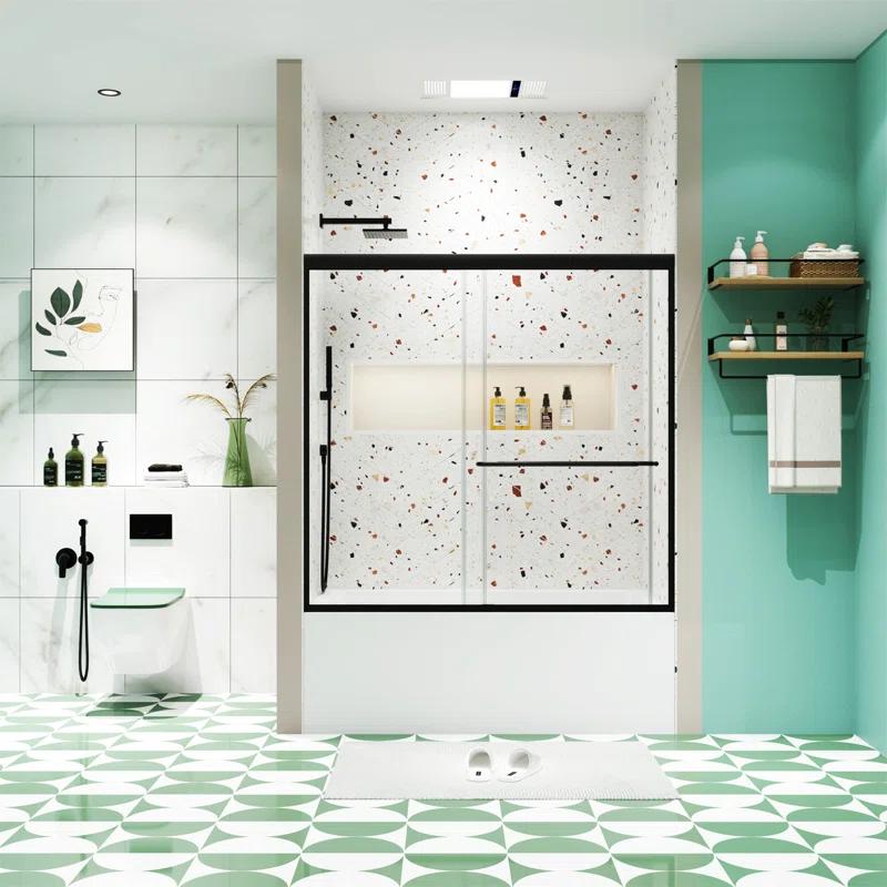 Bathtub Bypass Shower Door, Sliding Door, With 1/4" Tempered Glass