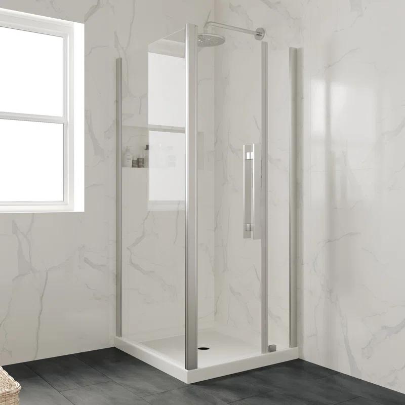 Ove Decors 15SBR-OLIV38-WHTWM OVE Decors 38" x 36" Rectangle Shower Base Pan, White Acrylic, Center Drain, Reversible Design